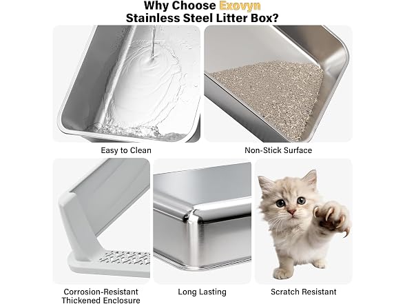 Exovyn Stainless Steel Litter Box with Lid
