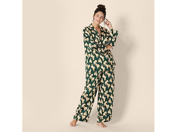 AE Womens Satin LS Shirt & Pant PJ Set