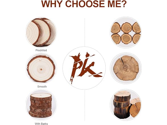 5ARTH Natural Wood Slices 30 Pcs 2.4-2.8 - Gallery 6
