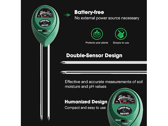 VIVOSUN GAR-77 (2 Pack) VIVOSUN 3-in-1 Soil Meter