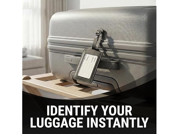 Fun Express Faux Leather Luggage Tags, 12 Pieces