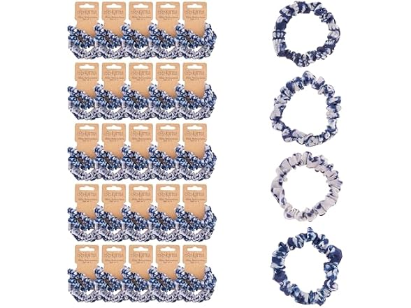 Karma Slim Hair Scrunchies 100 Piece Indigo Blue