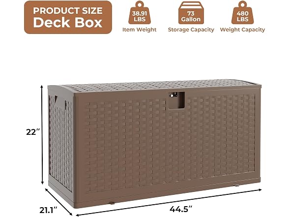Resin Deck Box, 73 Gal Brown