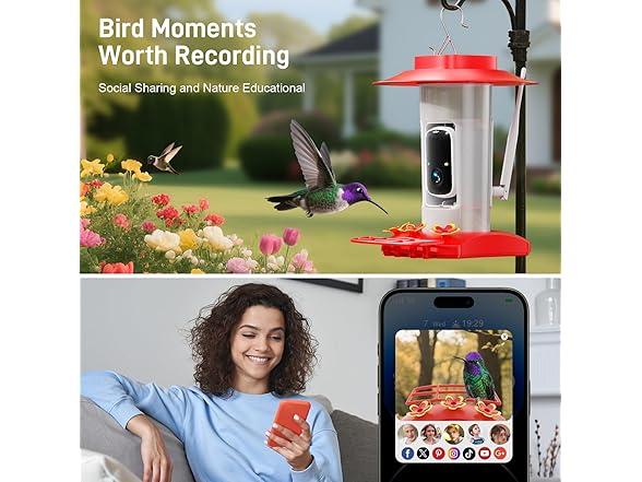 INKCKU Hummingbird Feeder with Camera
