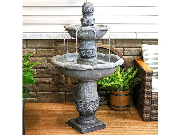 Sunnydaze 50" 2-Tier French Garden Outdoor Fountain
