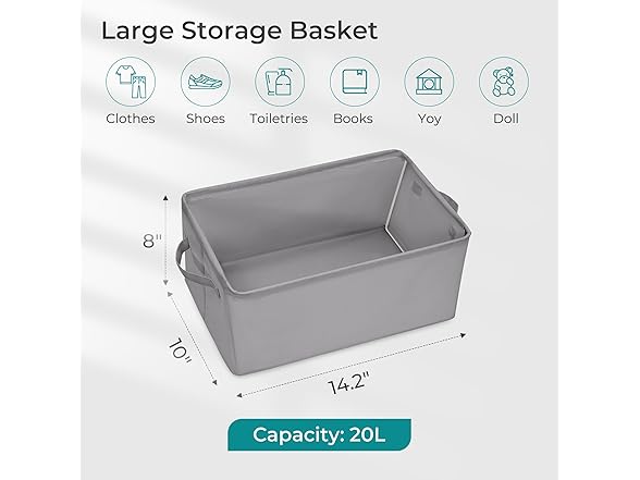 STORAGEIDEAS Storage Basket Bins with Metal Frame Grey