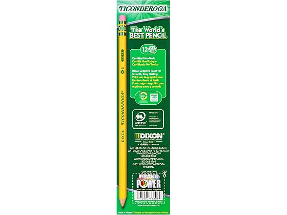 Dixon TICONDEROGA Woodcase Pencils with Erasers