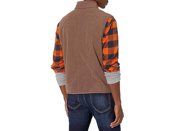 Mens FullZip Fleece Vest Brown Hth (S)