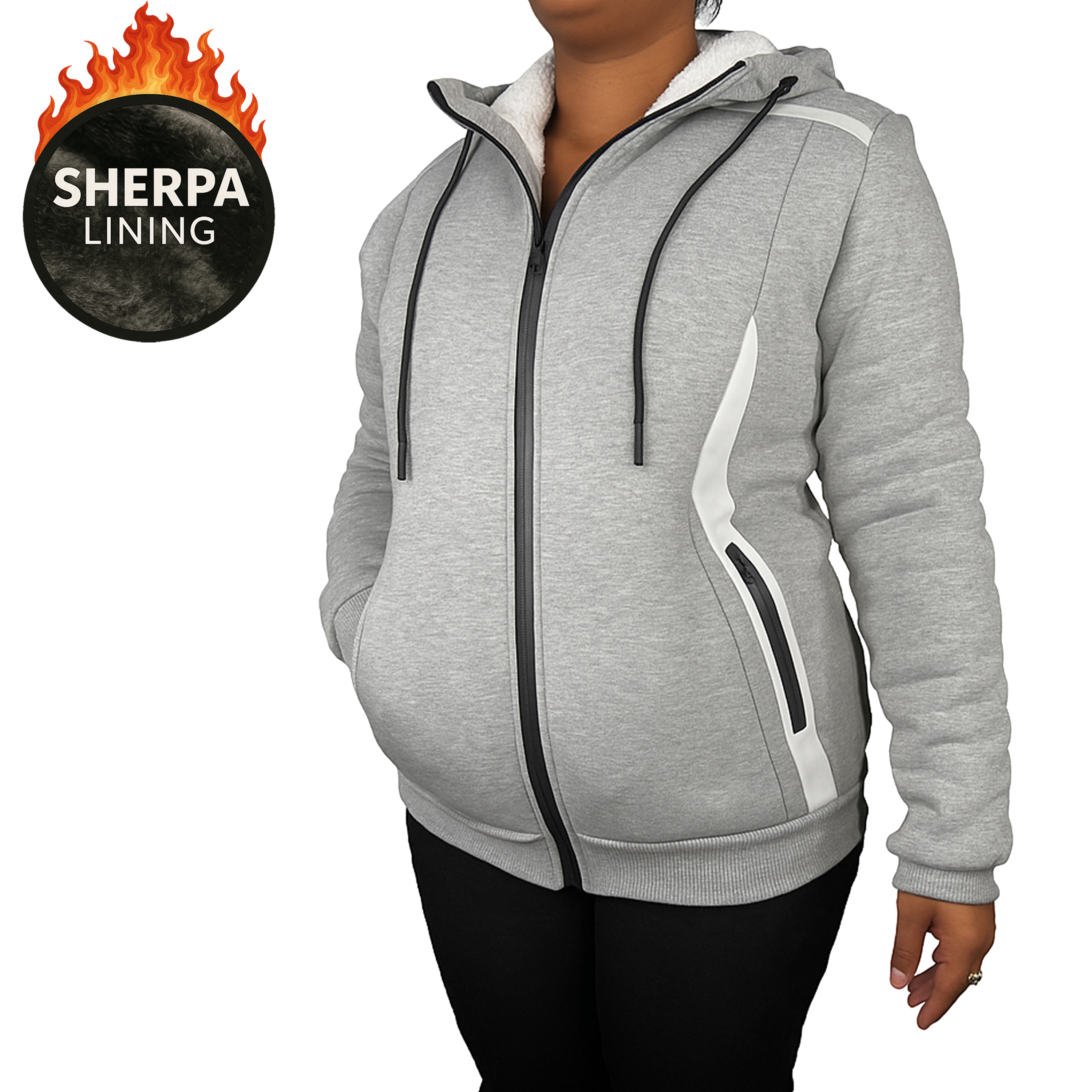 Womens Sherpa Reflective Tech Zip Hoodie - Gallery 23