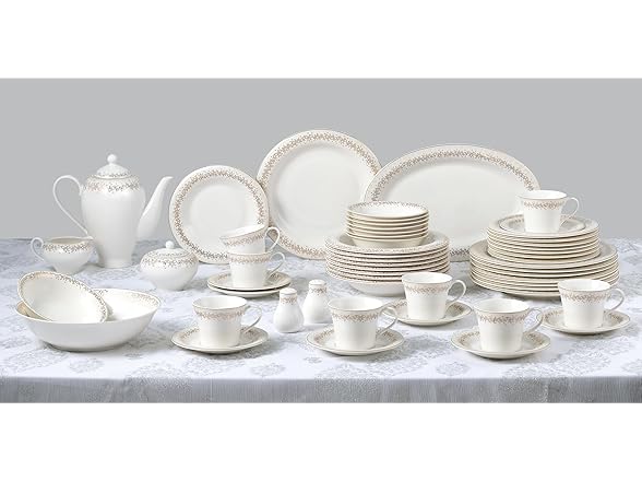 Lorren Home Trends Bone China Dinnerware Set White
