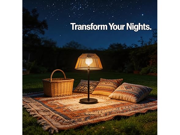 DJGIFI Solar Outdoor Floor Lamp Rattan
