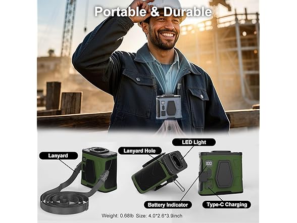 Beefull W0568 10000mAh Portable Waist Fan Green