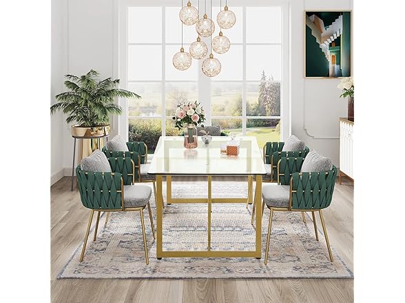 FurnitureR Tempered Glass Dining 47" Dinner Table