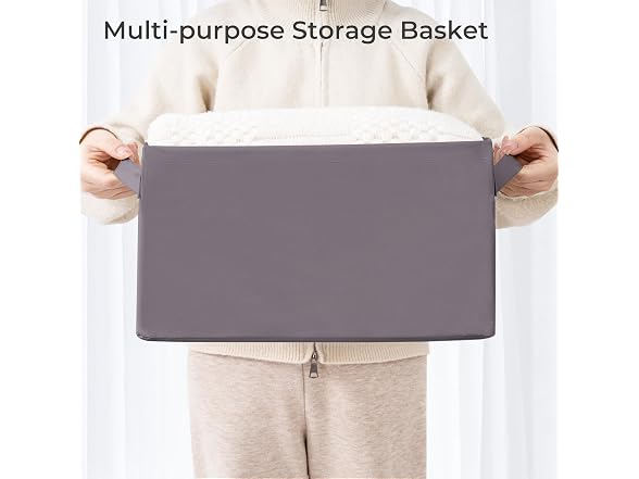 Storage Basket Bins with Metal Frame 3-Pack, Gray