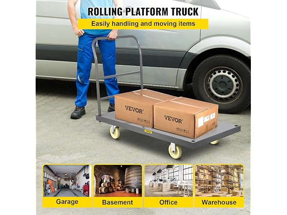 Flatbed Utility Cart, Supports up to 2000 lbs