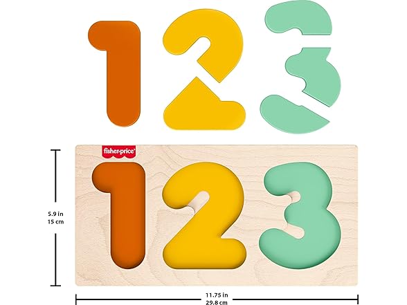 Fisher-Price Wood Montessori Toy 1-2-3 Puzzle