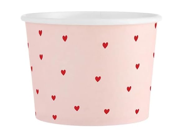 Slant Party Supplies - Disposable Paper Treat Dessert Cups, 6-Count, Red Heart