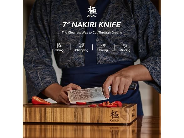 KYOKU 7" Damascus Blade Nakiri Knife