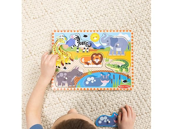 Melissa & Doug Safari Wooden Peg Puzzle (7 pcs)