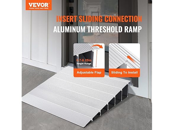 VEVOR Door Threshold Ramp, 6" Rise