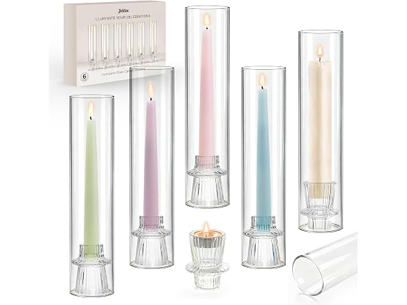 12" Glass Hurricane Candle Holders
