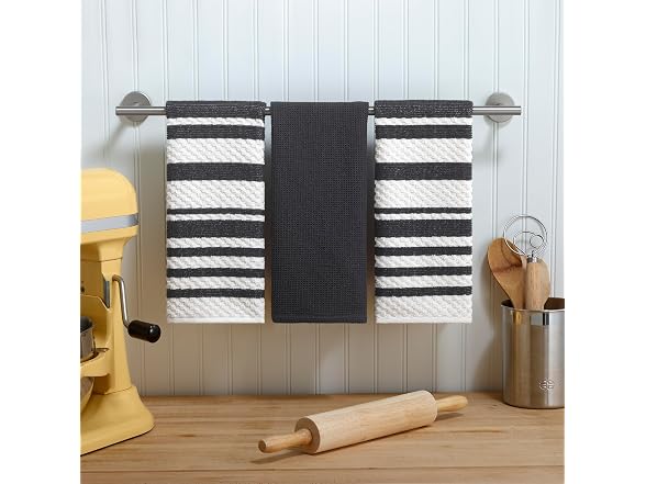 Izod - Kitchen Towels, 100% Cotton, 3Pc Grey