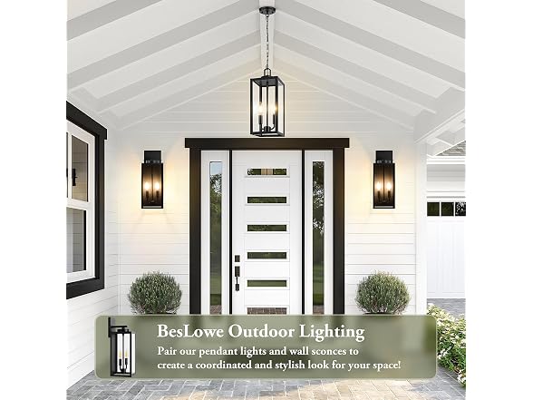 BesLowe 2-Light Outdoor Pendant 15in