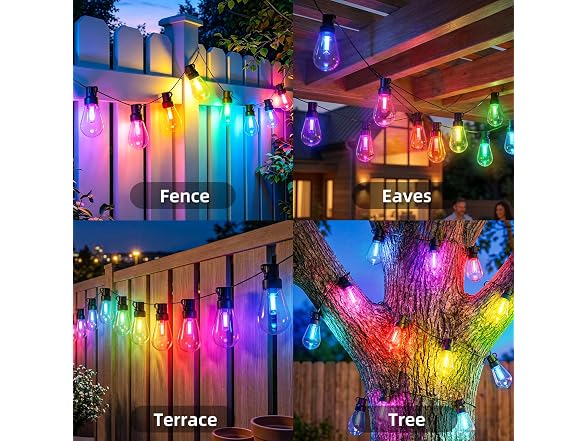 BDEKIL 50FT RGB+IC Outdoor String Lights