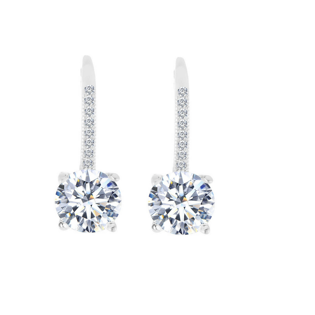 Round Cut Crystal Leverback Earrings - Gallery 7