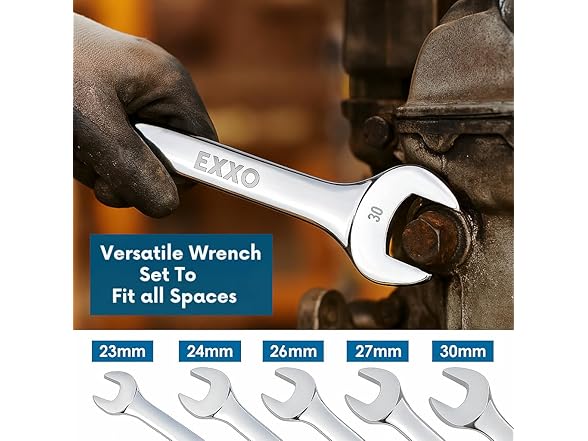 EXXO 4011 5pc Large Metric Combination Wrench Set