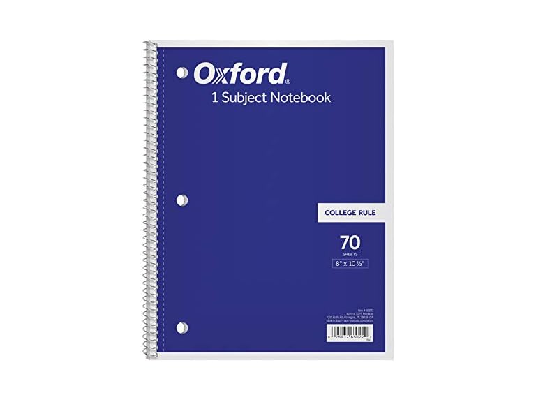 Oxford 1-Subject Notebook, 8x10-1/2