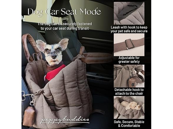 Peppy Buddies Dog Car Seat & Dog Purse