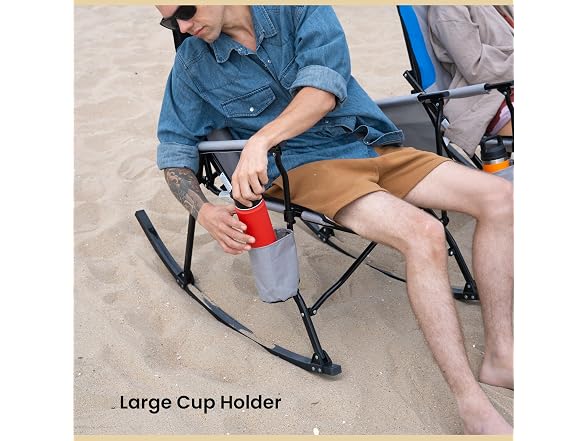 Foldable Rocking Camp Chair, Large Cup Holder