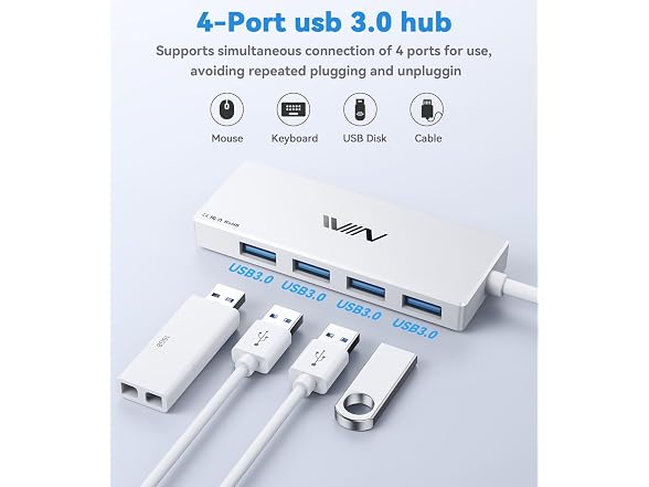 IVIIN USB 3.0 Hub White