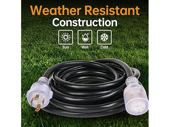 MaxWorks 51117 25 Ft Generator Extension Cord 30 Amp, 4-Prong