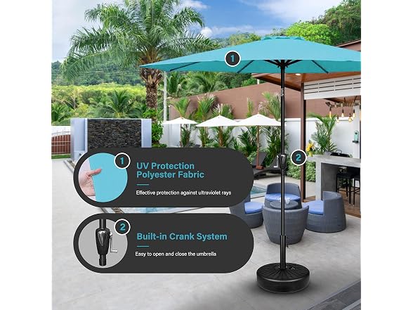 Simple Deluxe Patio Umbrella 9 FT, Turquoise