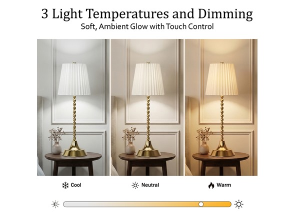 Beaded Stem Pleated Shade Lamp