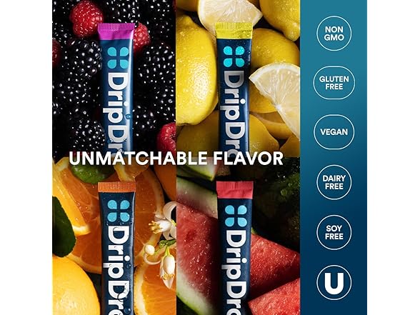 (2-Pack) DripDrop Hydration - Bold Variety,16 Sticks