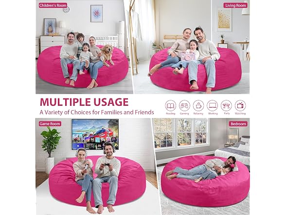 SIMFLAG 7ft Memory Foam Bean Bag - Pink