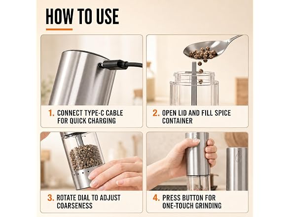Electric Salt and Pepper Grinder Set