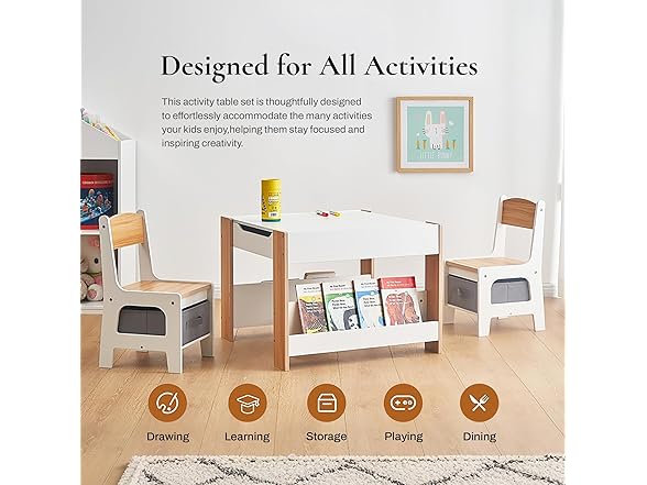 LuxenHome Toddler Table and Chairs Set