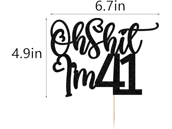 Black flash Oh Sh*t I'm 41 Cake Topper