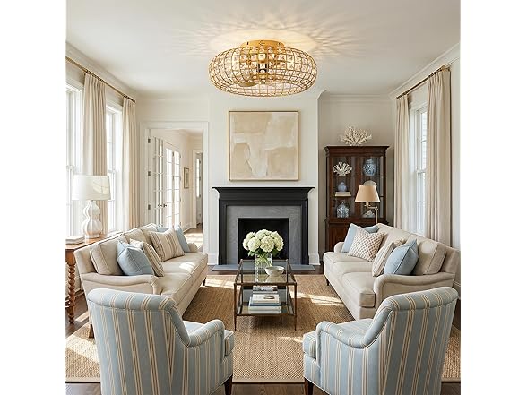 Parrot Uncle 19.7 Inch Gold Crystal Fandelier Ceiling Fan