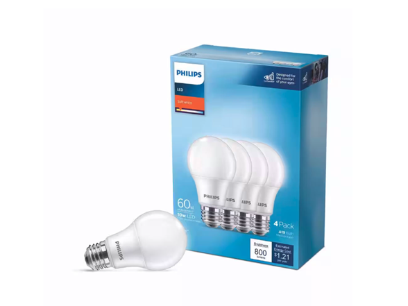 Phillips EyeComfort 10W (60W Equivalent) Soft White A19 Medium Light Bulb