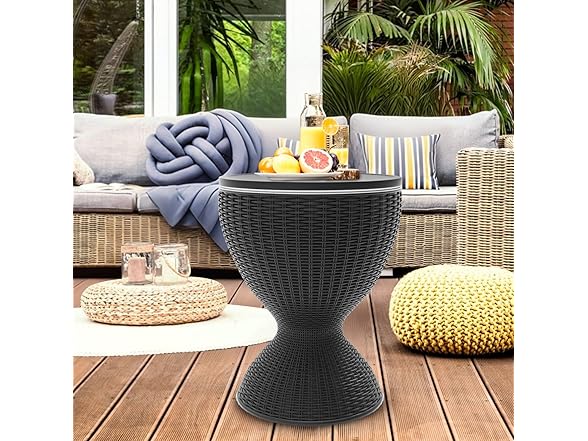 Black Patio Bar Side Table