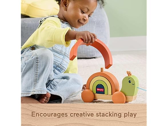 Fisher-Price Wood Toddler Toy Pull-Along Stacking Snail