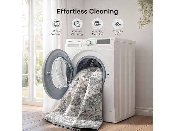 Marsail 8x10 Washable Area Rug, Soft &