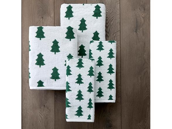 Winter Holiday Trees 100% Cotton Premium 4-Pc Towel Set