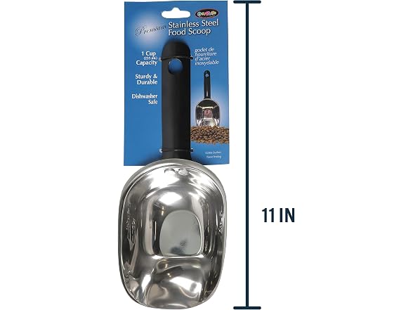 OurPet's Durapet Stainless Steel Food Scoop, 1 Cup,silver