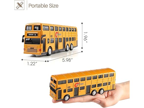 Set of 4 Kids Die-Cast Metal Toy Buses